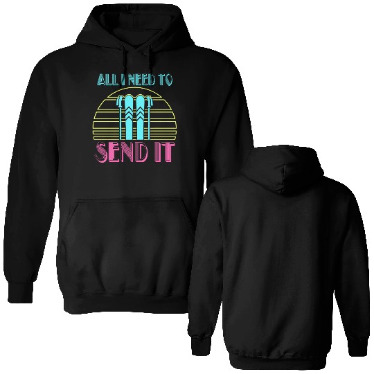 Retro Neon Send It Skiing Freestyle Skiers Ski Double Sided Hoodies