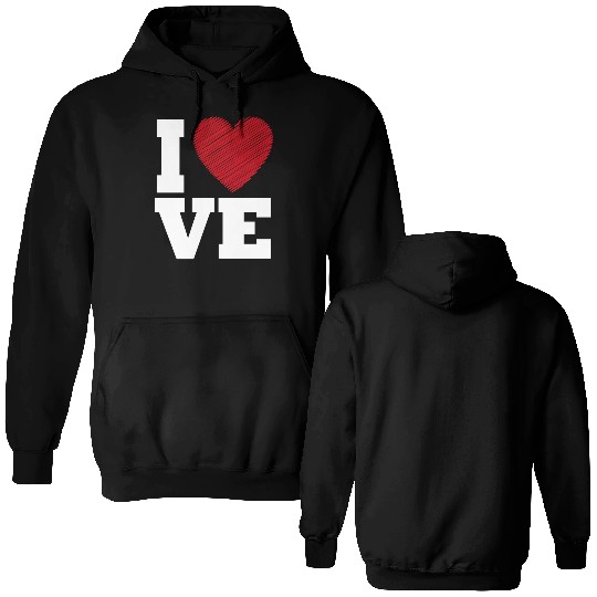 Love Heart Typography for Valentines Day Double Sided Hoodies