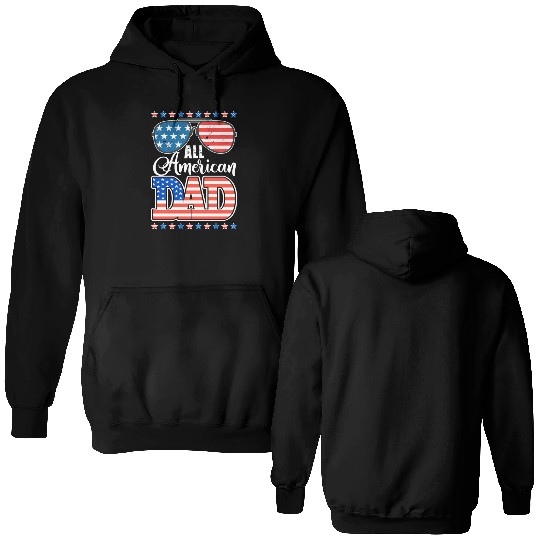 All American Dad Usa Sunglasses Flag Father's Day Double Sided Hoodies