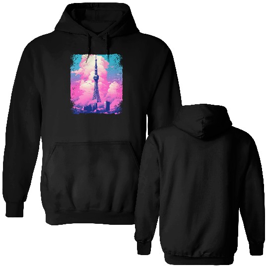 Aesthetic Tokyo Skytree Vaporwave Japanese Sight Double Sided Hoodies