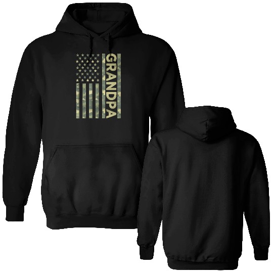 Proud Grandpa Camouflage American Us Flag Camo Double Sided Hoodies
