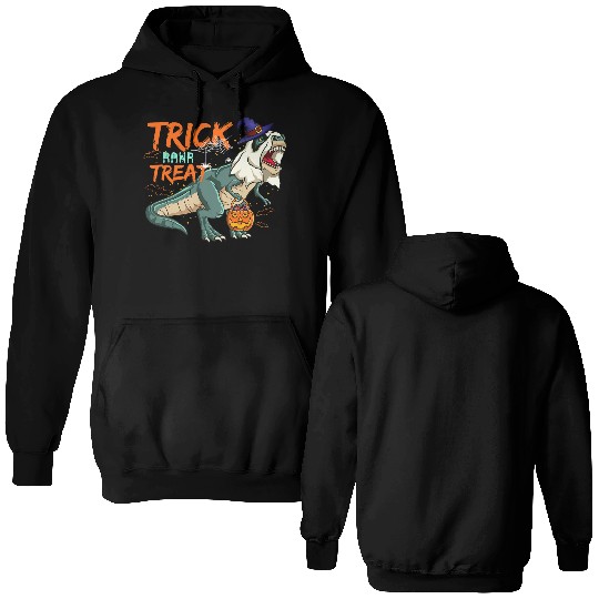 Trick Or Treat Saurus With Pumpkin Halloween Double Sided Hoodies