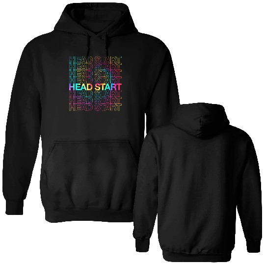 Rainbow Tie Dye Head Start Team Back To School Double Sided Hoodies