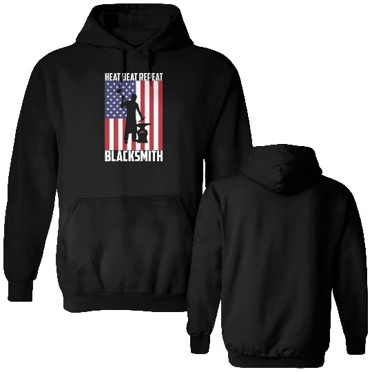 Blacmith Heat Beat Repeat Usa Flag Patriotic Blacm Double Sided Hoodies