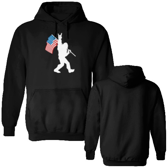 Bigfoot Rock And Roll Usa Flag For Sasquatch Belie Double Sided Hoodies
