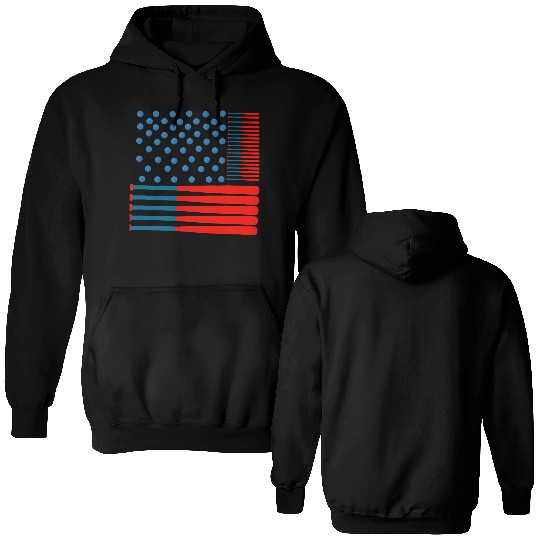 Baseball Stars & Stripes: A Patriotic Swing Double Sided Hoodies
