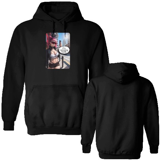 Cyberpunk Waifu Influencer Design 6 Double Sided Hoodies