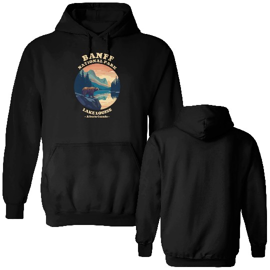 Vintage Retro Canadian Banff National Park Double Sided Hoodies