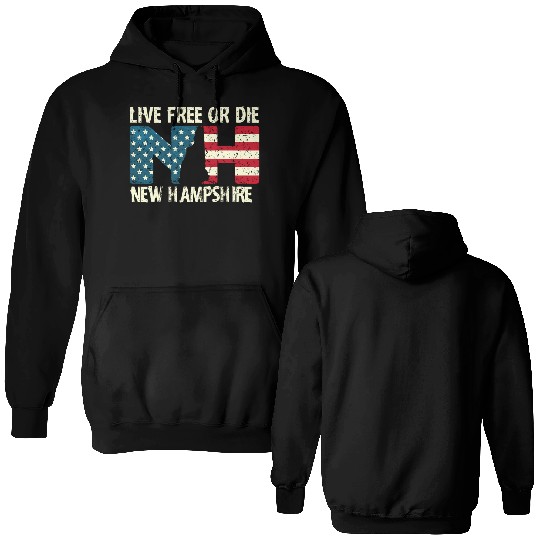 New Hampshire Patriotic Live Free Or Die Product Double Sided Hoodies
