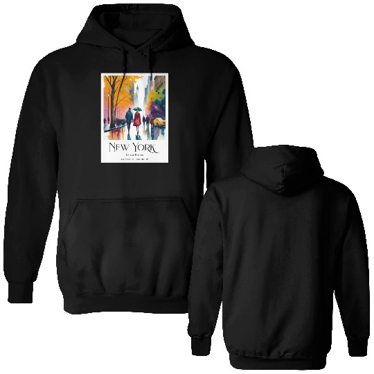 Couple walking in the streets of New York City Double Sided Hoodies