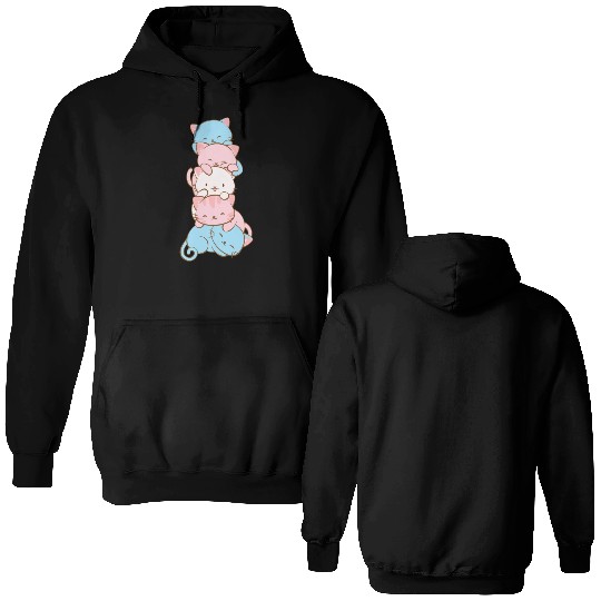 Transgender Pride Flag Cute Kawaii Cats Subtle Double Sided Hoodies