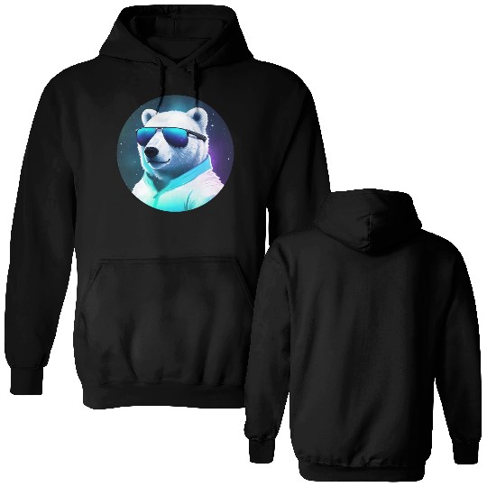 Cool polar bear with sunglasses Double Sided Hoodies