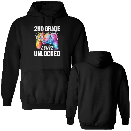 2ND Grade Level Unlocked Back to School Video Game Double Sided Hoodies