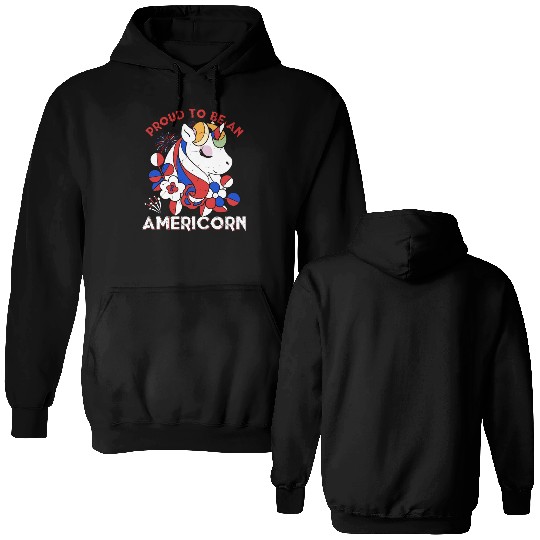 Proud to be an Americorn Unicorn Independence Day Double Sided Hoodies