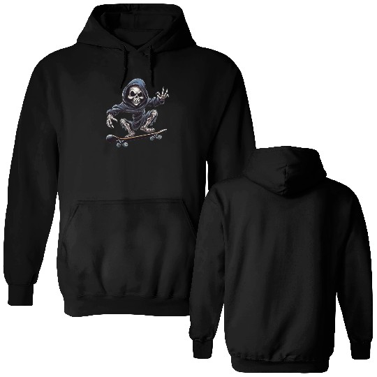 Embrace the Afterlife on Wheels: Grim Reaper Skate Double Sided Hoodies