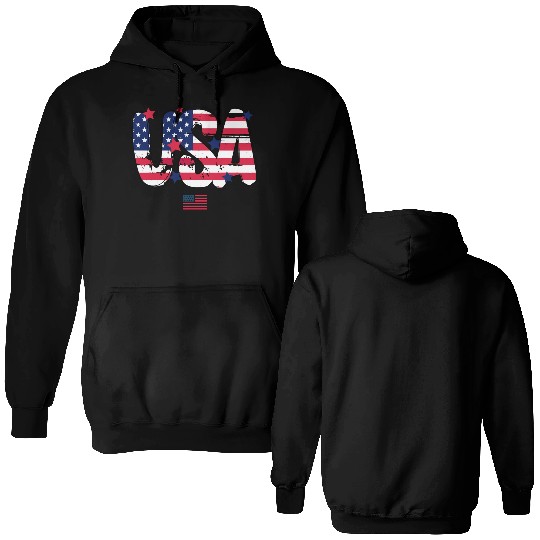 USA Flag Patriotic 4th of July America day of Double Sided Hoodies