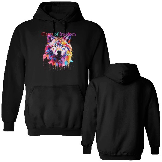 Lone Wolf in Multicolor Double Sided Hoodies