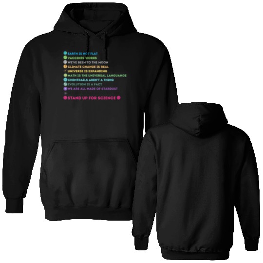 Earth Is Not Flat Vaccines Work Science Teacher Double Sided Hoodies