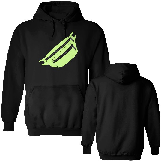 Lime Green Fanny Pack Illustration Double Sided Hoodies