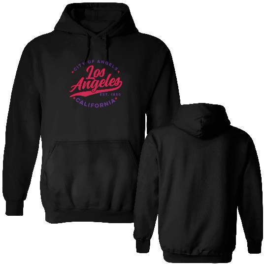 Los Angeles City Of Angels California Red Text Double Sided Hoodies