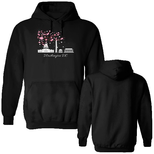 Washington Dc Monuments Memorials Cherry Blossoms Double Sided Hoodies