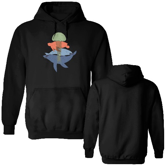Whale And Their Friends Dolphin Turtle And Double Sided Hoodies