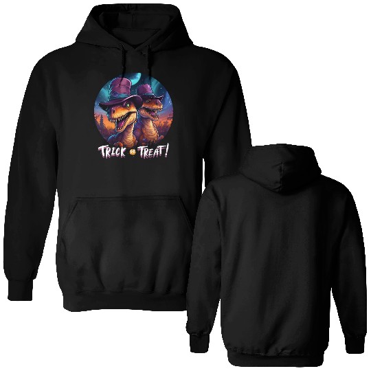 Halloween Dinosaur Velociraptor Trick or Treat Double Sided Hoodies