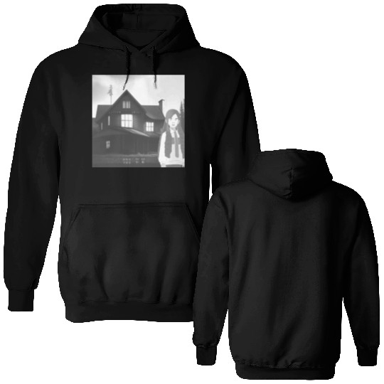 Is a haunted house??? (Black and white version) Double Sided Hoodies