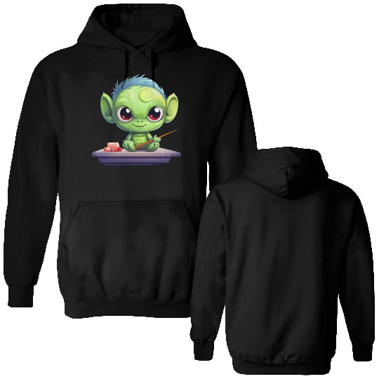 Alien Enjoying Sushi Double Sided Hoodies