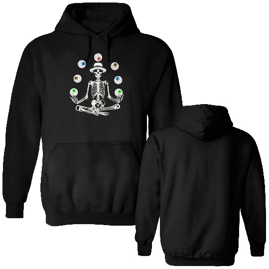 Skeleton Juggling Eyeballs Double Sided Hoodies