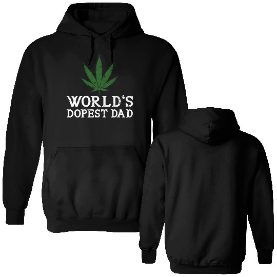 World s Dopest Dad Weed Marijuana Cannabis Vintage Double Sided Hoodies