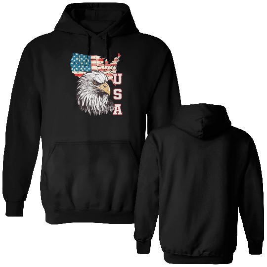 gift idea bald eagle american flag Double Sided Hoodies
