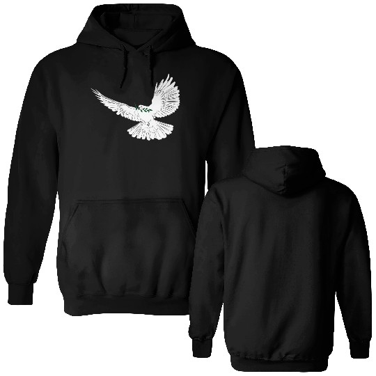 Peace dove white with laurel branch Double Sided Hoodies