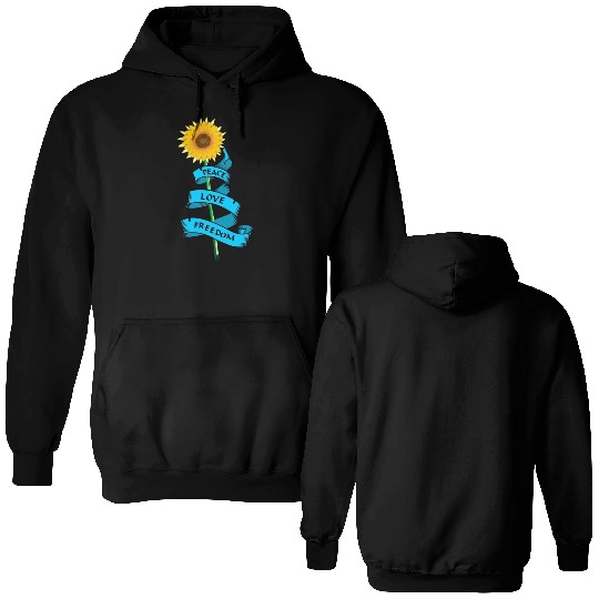 Sunflower Peace love freedom Double Sided Hoodies