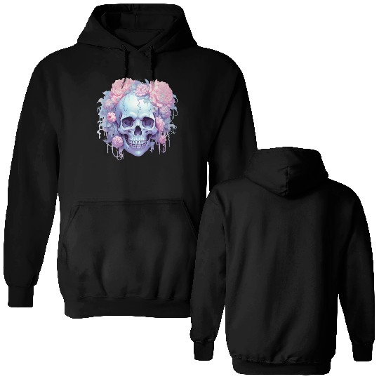 Pastel Goth Floral Skull Double Sided Hoodies