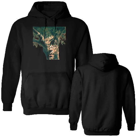 Olive tree and face Double Sided Hoodies