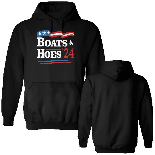 Boats & Hoes 24 Vintage Retro Meme Step Brother Double Sided Hoodies
