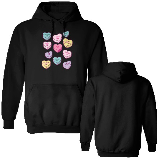 Love Me Kiss Me Pleasure Me Candy Hearts Double Sided Hoodies