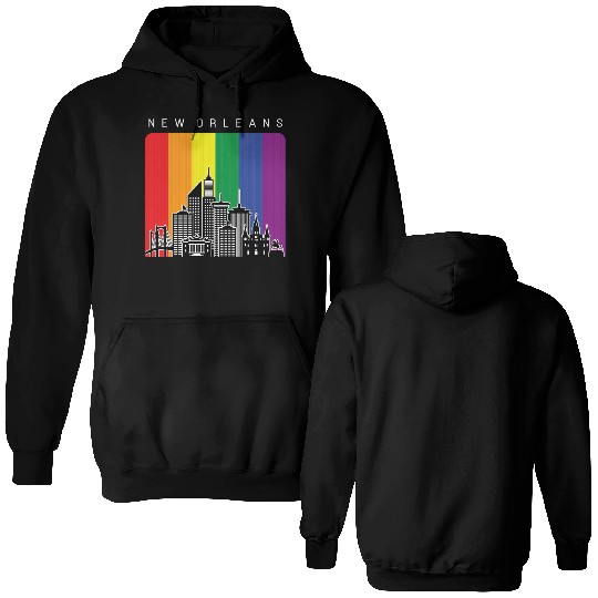 New Orleans Louisiana Rainbow Flag LGBT Pride Double Sided Hoodies