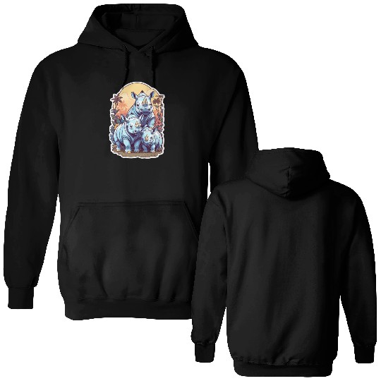 Rhinos Kawaii Double Sided Hoodies