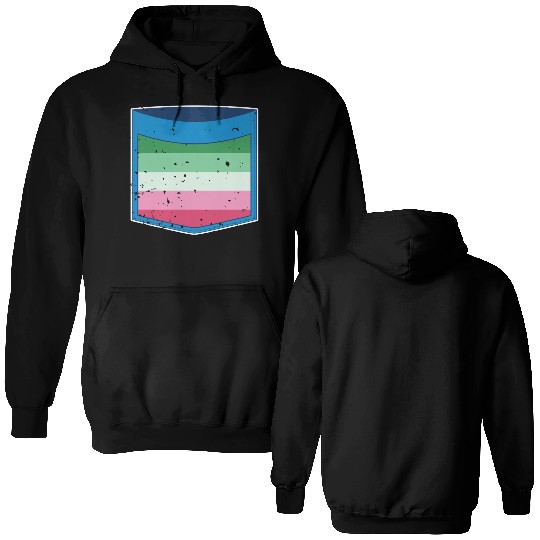 Abrosexual flag breast pocket LGBT Abrosexual Double Sided Hoodies