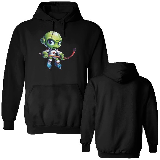 Alien hockey player Double Sided Hoodies