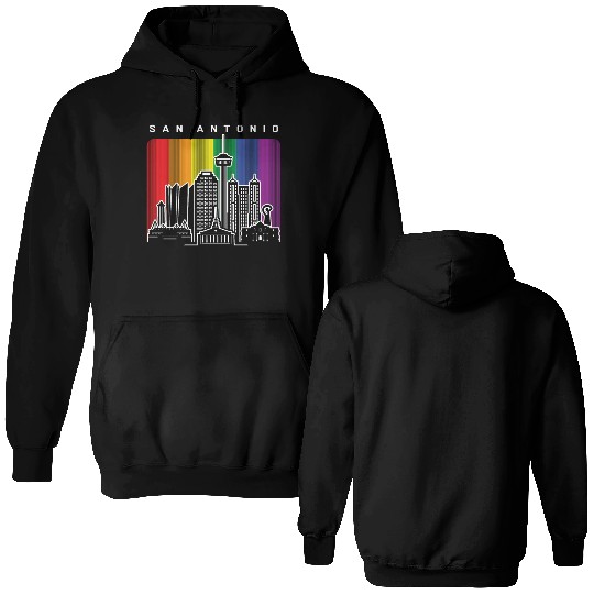 San Antonio Texas Rainbow Flag LGBTQAI Pride Double Sided Hoodies