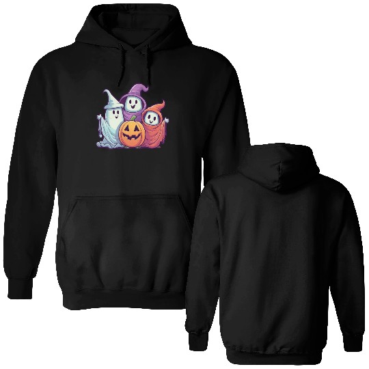 Cute Ghost Kids with a Pumpkin Double Sided Hoodies