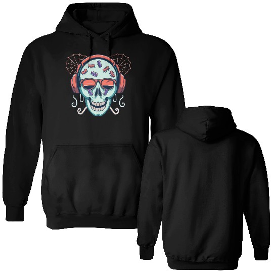 Skull Candy Halloween For Music Double Sided Hoodies