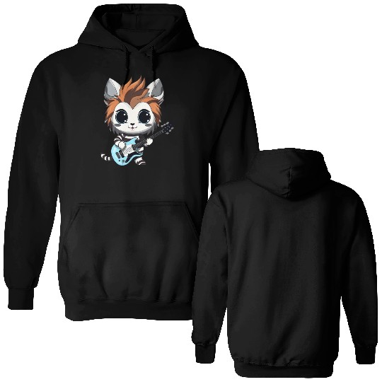 Chibi Zebra Playing Electric Guitar Double Sided Hoodies