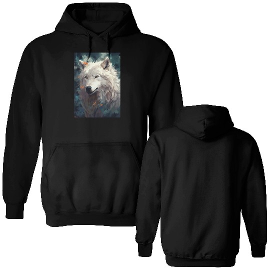 white wolf Double Sided Hoodies