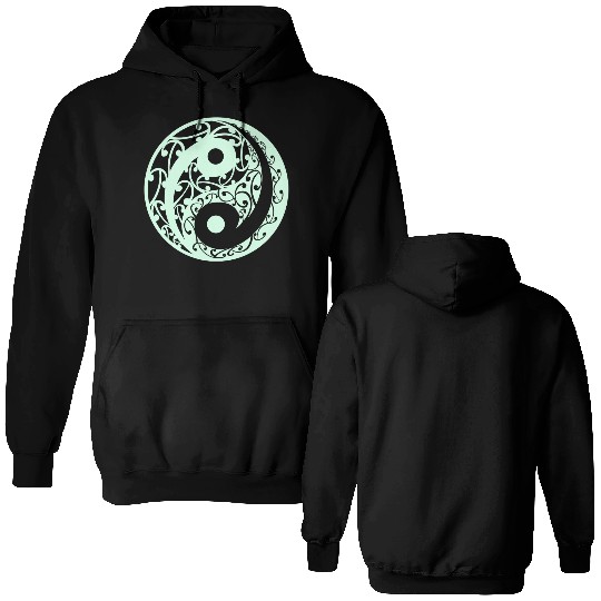 Yin And Yang In A Light Green Colour Double Sided Hoodies