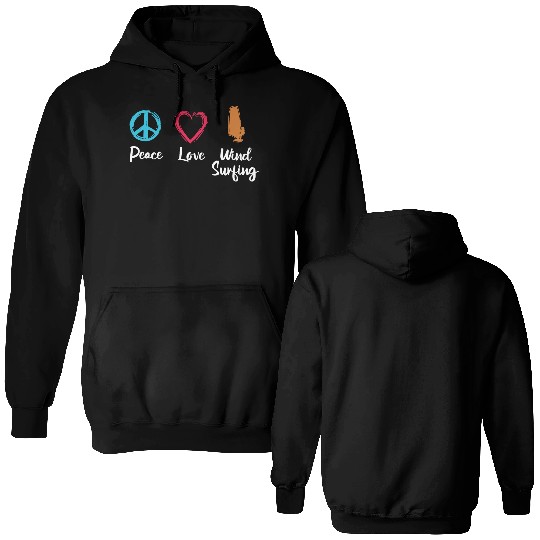 Peace Love Wind Surfing Double Sided Hoodies