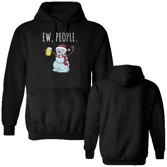 Merry Christmas Ew People Drunk Beer Snowman Double Sided Hoodies